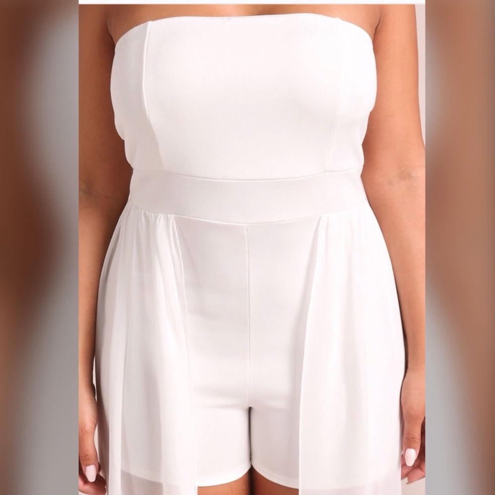 LAST ONE! 1X-Strapless Chiffon Overlay Maxi Romper - Picture 3 of 3